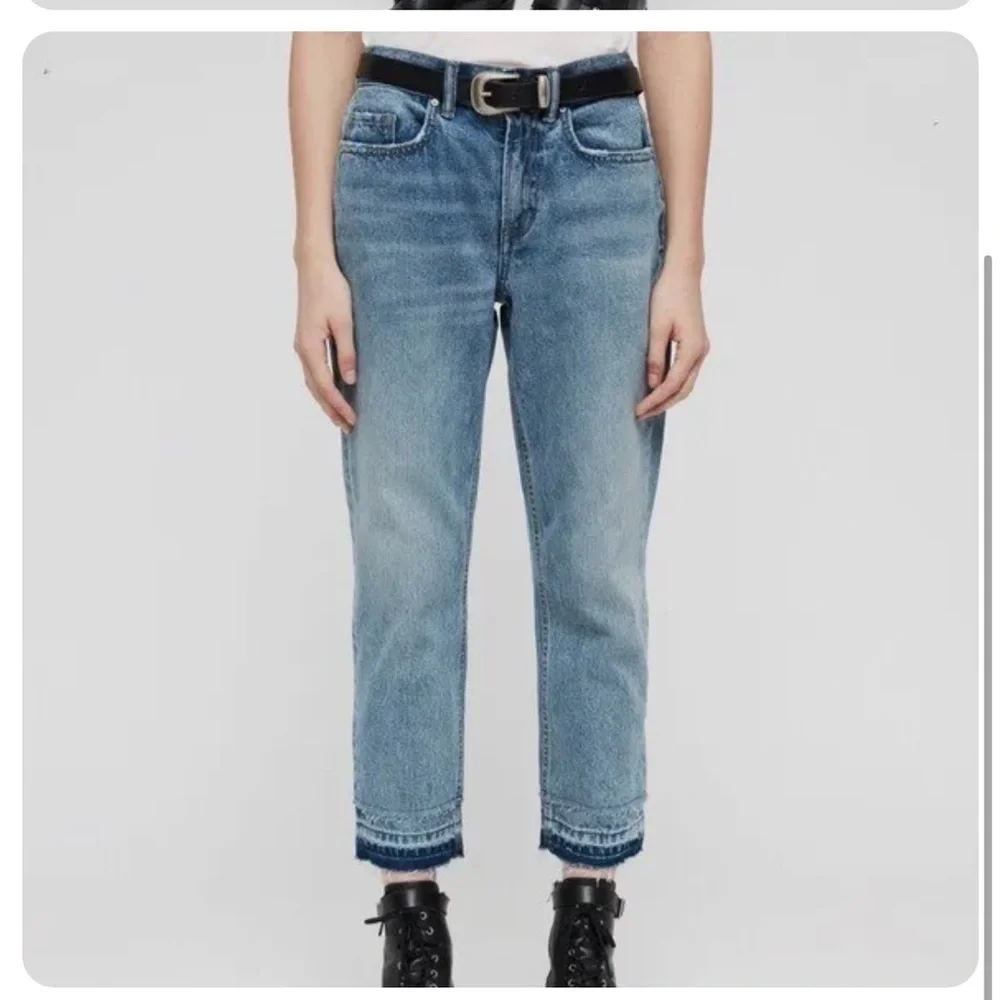 ALL SAINTS DENIM Boys Frayed Ty Jean in Mid Indigo size 25 Button Fly